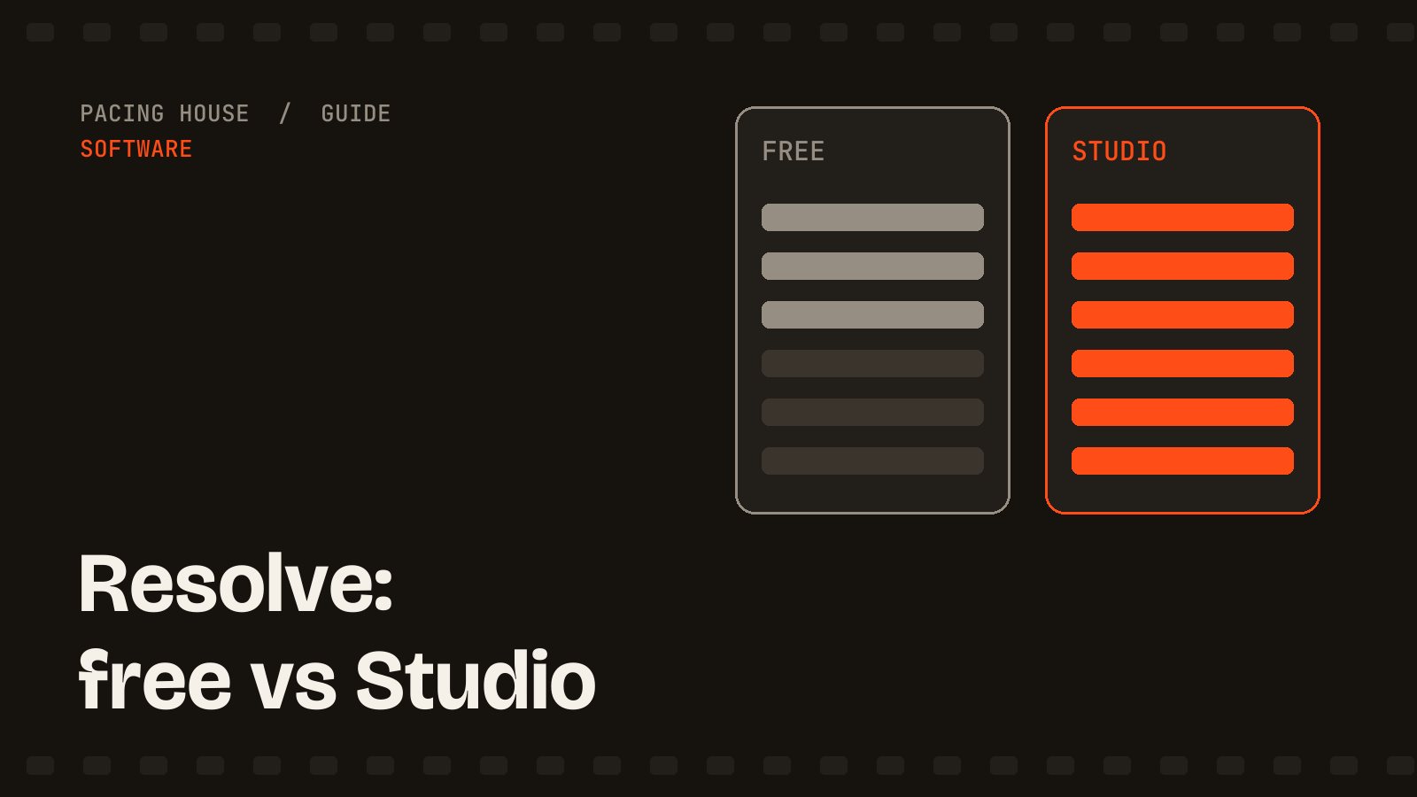 DaVinci Resolve free and Studio editions compared side by side